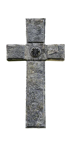 Lápida Cruz Aislada Sobre Fondo Blanco Ilustración — Foto de Stock