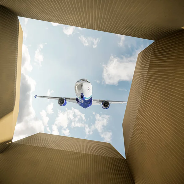 Illustration Empty Cardboard Box Cloudy Sky — Stock Photo, Image