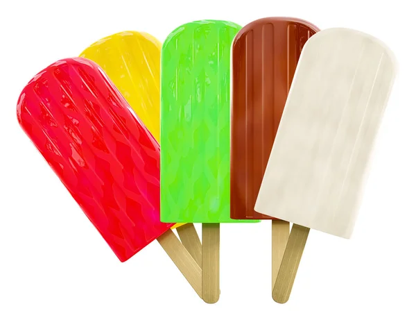 Popsicles Απομονώνονται Λευκό Φόντο Εικόνα — Φωτογραφία Αρχείου