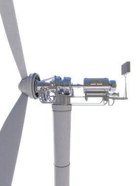 Rüzgar türbini beyaz arkaplanda izole edildi. 3d illüstrasyon