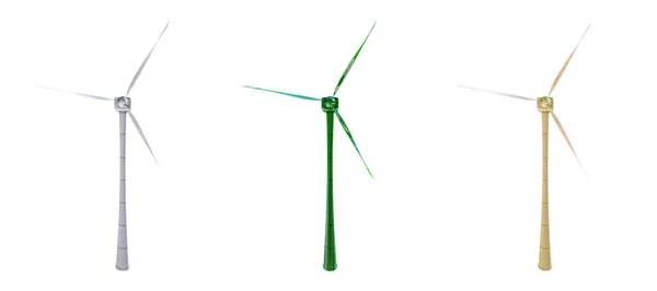 Wind Turbines Isolated White Background Illustration — 스톡 사진