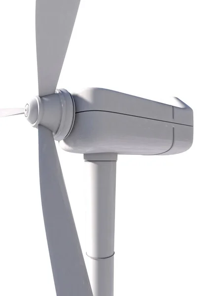 白色背景的风力涡轮机3D图解 — 图库照片