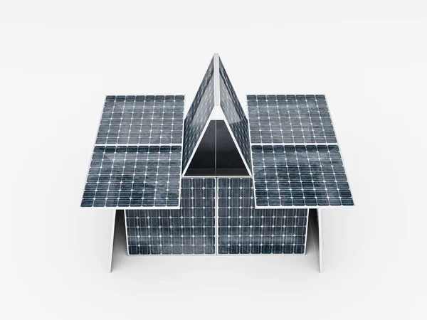 Solar Power House Isolated White Background Illustration — Stockfoto