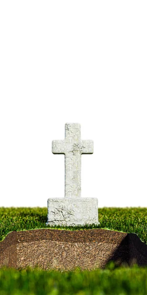 Άδειο Τάφο Απομονώνονται Λευκό Φόντο Εικονογράφηση — Φωτογραφία Αρχείου