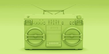 yeşil boombox yeşil arkaplanda izole edilmiş 3d illüstrasyon