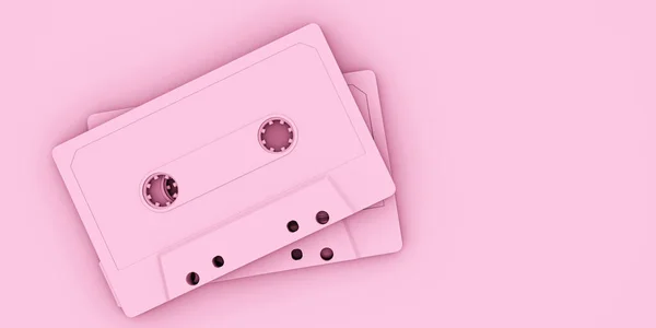 Розовая Кассетная Лента Изолирована Розовом Фоне Иллюстрация — стоковое фото