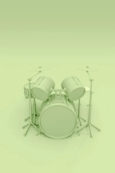 緑の背景の3Dイラストに孤立した緑のドラム — ストック写真