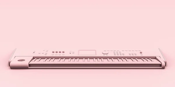 ピンクの背景に隔離された音楽キーボード3Dイラスト — ストック写真