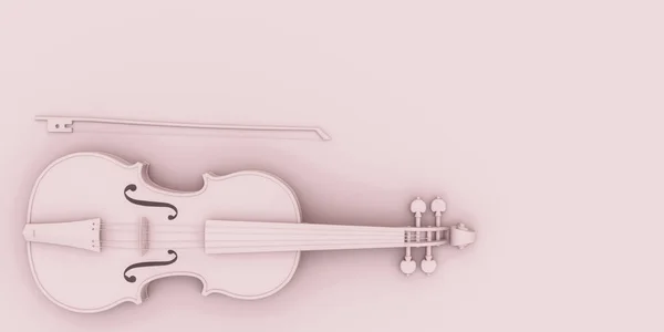 Скрипка Ізольована Рожевому Фоні Ілюстрація — стокове фото