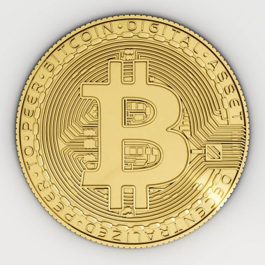 Beyaz arkaplanda izole edilmiş bitcoin 3d illüstrasyon