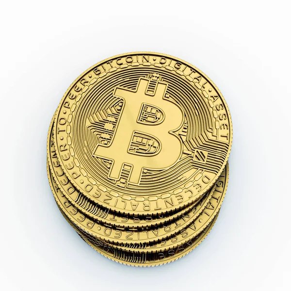 Beyaz arkaplanda izole edilmiş bitcoin 3d illüstrasyon