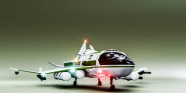 spaceship isolated on green background 3d illustration