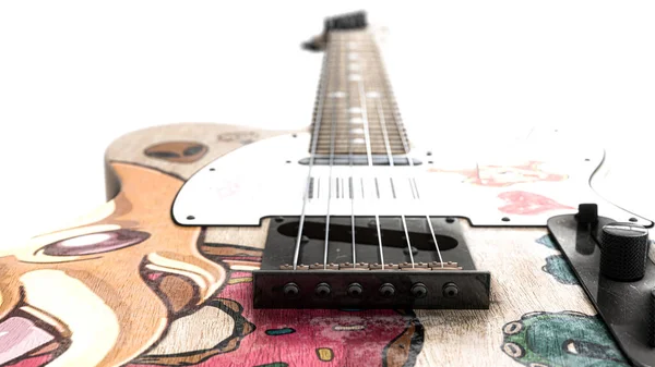 Electric Guitar Isolated White Background Illustration — Photo
