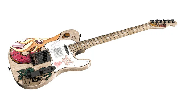 Electric Guitar Isolated White Background Illustration — Fotografia de Stock