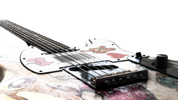 Electric Guitar Isolated White Background Illustration — Photo