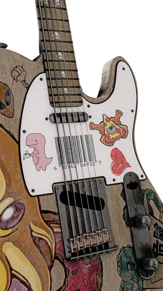 Electric Guitar Isolated White Background Illustration — Fotografia de Stock