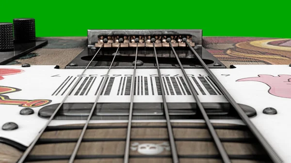 Electric Guitar Isolated Green Background Illustration — Fotografia de Stock