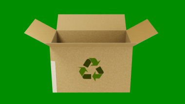 recycle box isolated on green background 3d illustration