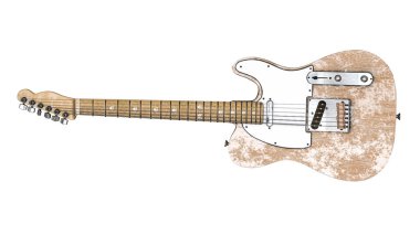 electric guitar isolated on white background 3d illustration