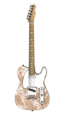 electric guitar isolated on white background 3d illustration