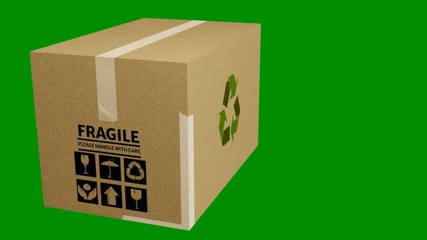 Recycle Box Isolated Green Background Illustration — Fotografia de Stock