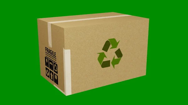 Recycle Box Isolated Green Background Illustration — Foto Stock