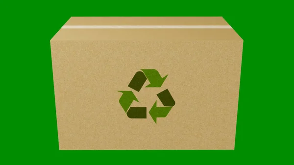 Recycle Box Isolated Green Background Illustration — Stok fotoğraf