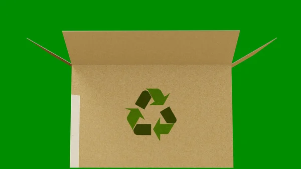 Recycle Box Isolated Green Background Illustration —  Fotos de Stock