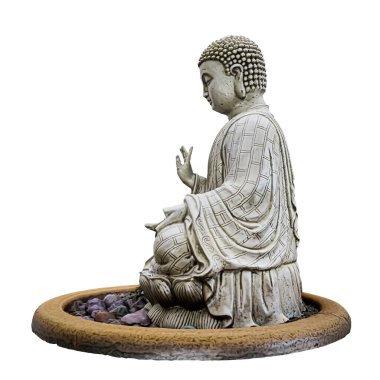 Buda heykeli beyaz arkaplanda izole edildi 3d illüstrasyon