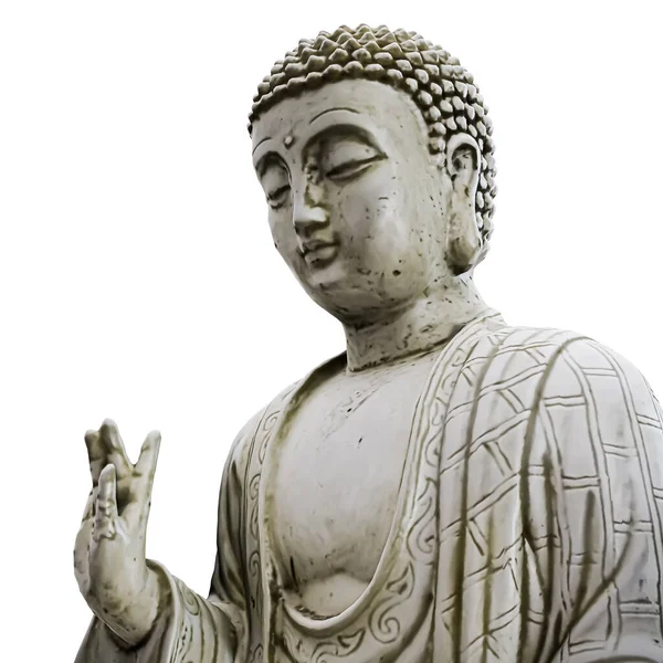 Άγαλμα Buddha Απομονώνονται Λευκό Φόντο Εικόνα — Φωτογραφία Αρχείου