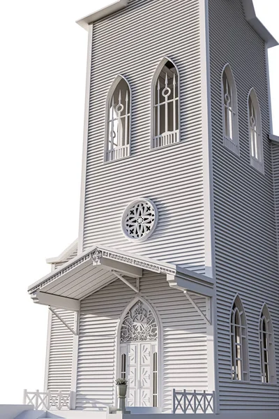 白人の背景に孤立した長老派教会3Dイラスト — ストック写真