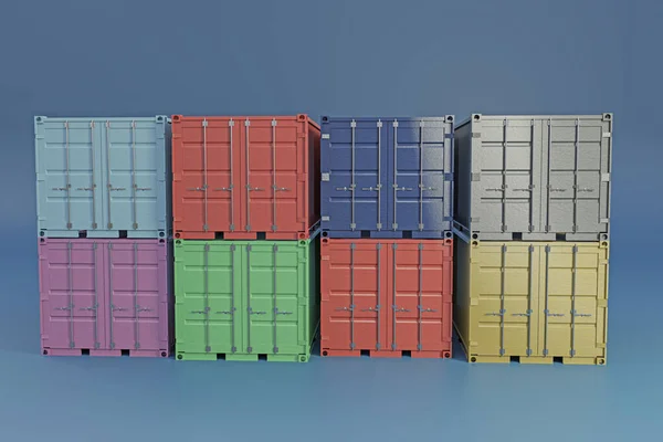 containers isolated on blue background 3d illustration