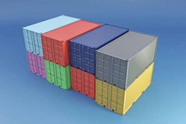 Containers Geïsoleerd Blauwe Achtergrond Illustratie — Stockfoto