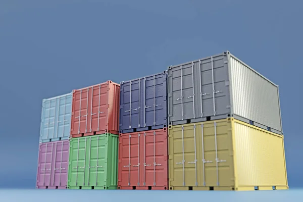 containers isolated on blue background 3d illustration