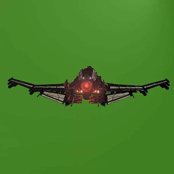Nowoczesny Kosmiczny Myśliwiec Odizolowany Zielonym Tle Ilustracja — Zdjęcie stockowe