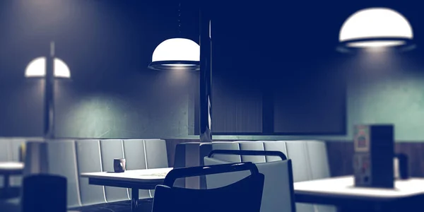diner furniture with tables and couchs 3d illustration