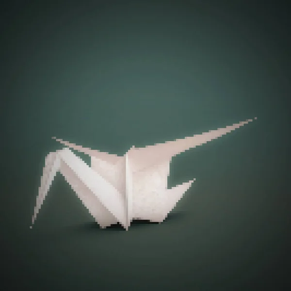 Origami Żuraw Izolowane Zielonym Tle Ilustracja — Zdjęcie stockowe