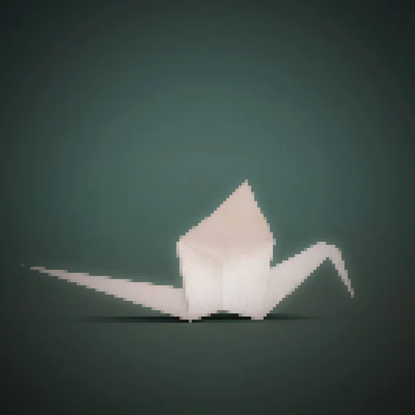 Origami Żuraw Izolowane Zielonym Tle Ilustracja — Zdjęcie stockowe