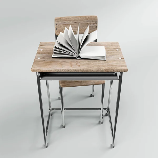 School Desk Isolated White Background Illustration — Stock Photo, Image