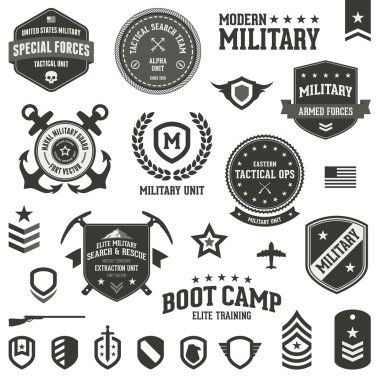 military and armed forces badges and labels clipart