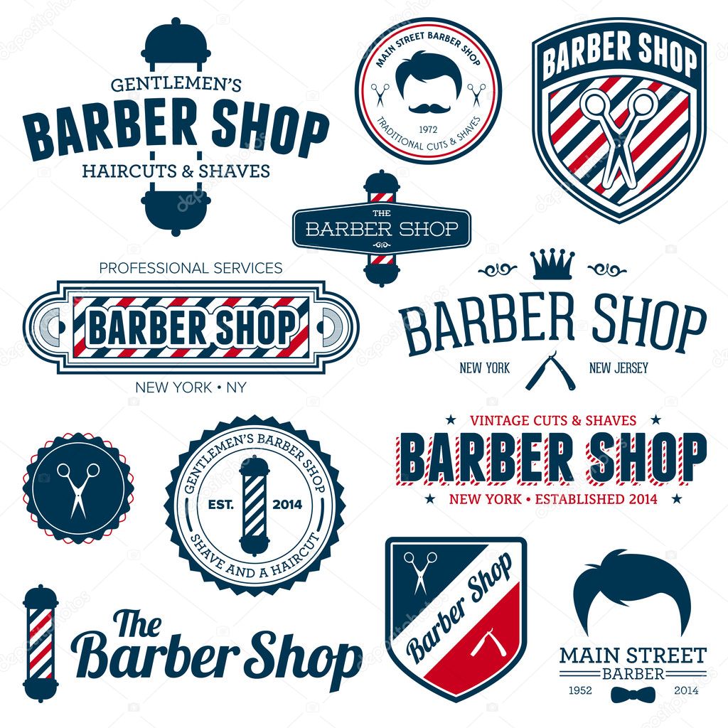 Set of vintage barber shop graphics and icons