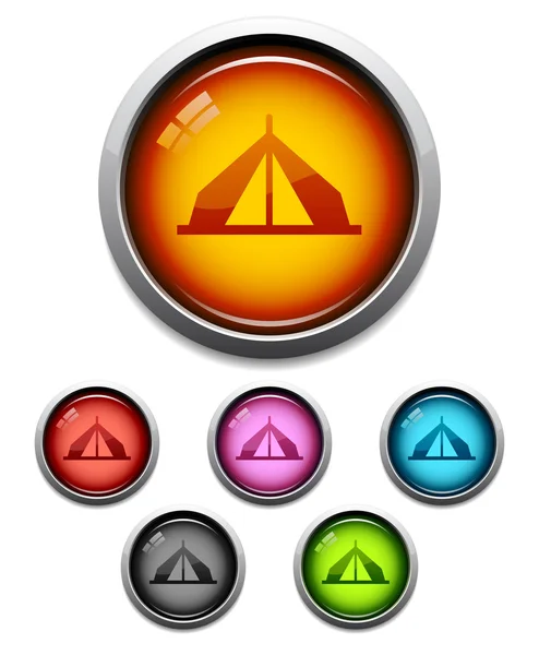 Tent button icon — Stock Vector