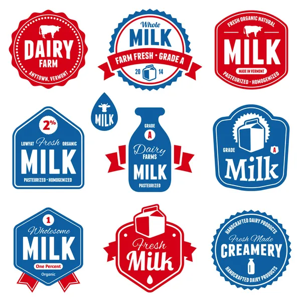 Süt etiketleri — Stok Vektör