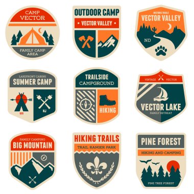 Retro camp badges clipart