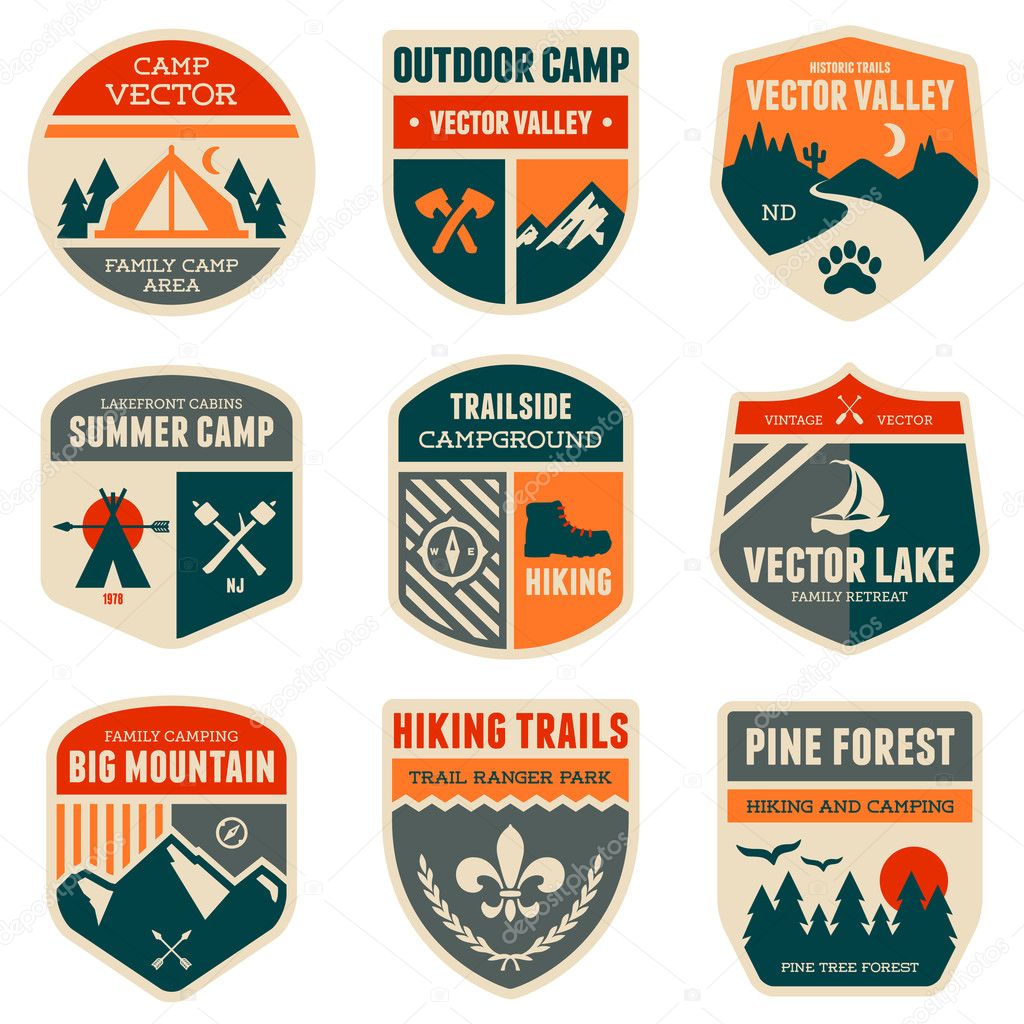 Retro camp badges