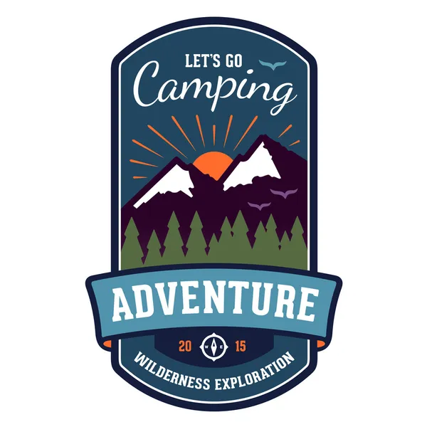 Camping adventure badge emblem — Stock Vector