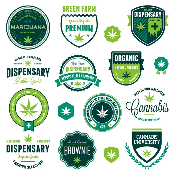 Marijuana product labels — Stock Vector