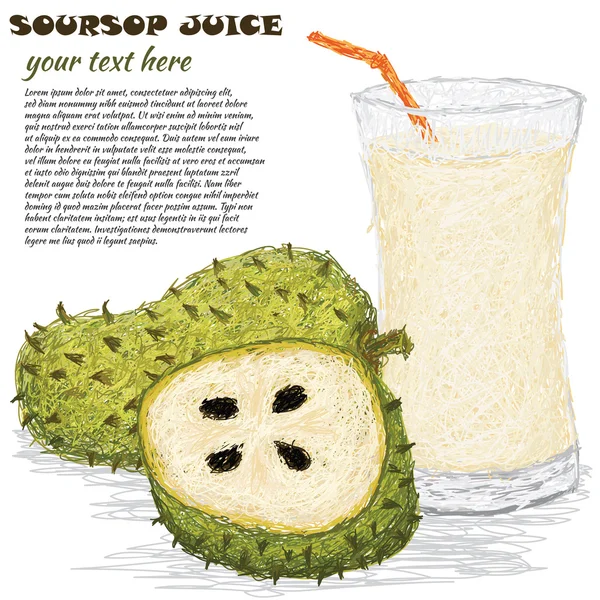 Soursop ovocná šťáva — Stockový vektor