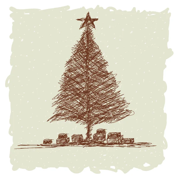 ビンテージ クリスマス ツリー — ストックベクタ