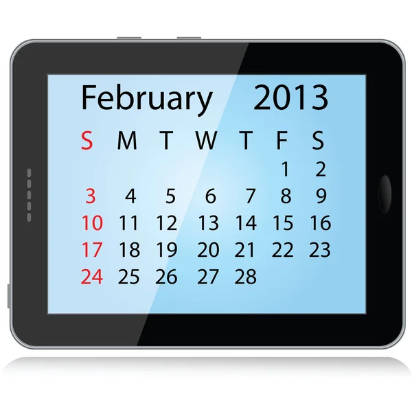 Kalendarz lutego 2013 — Wektor stockowy